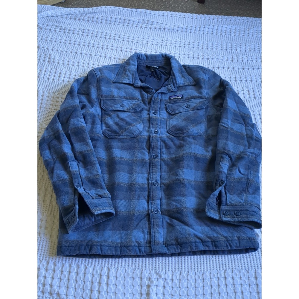 Patagonia Insulated Fjord Flannel Size Medium Men's Blue Button Up Long Sleeve